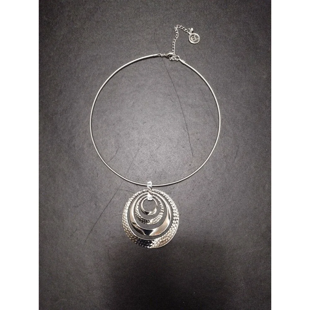 Erica Lyons silver tone necklace circles in circles